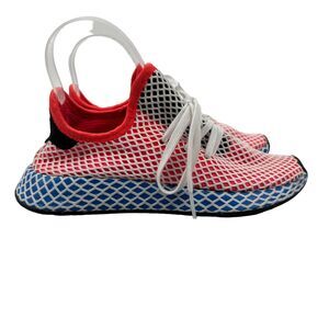 Adidas Originals Deerupt Runner Womens 6 Red Blue Shoes Mesh Net Lace Up AC8466